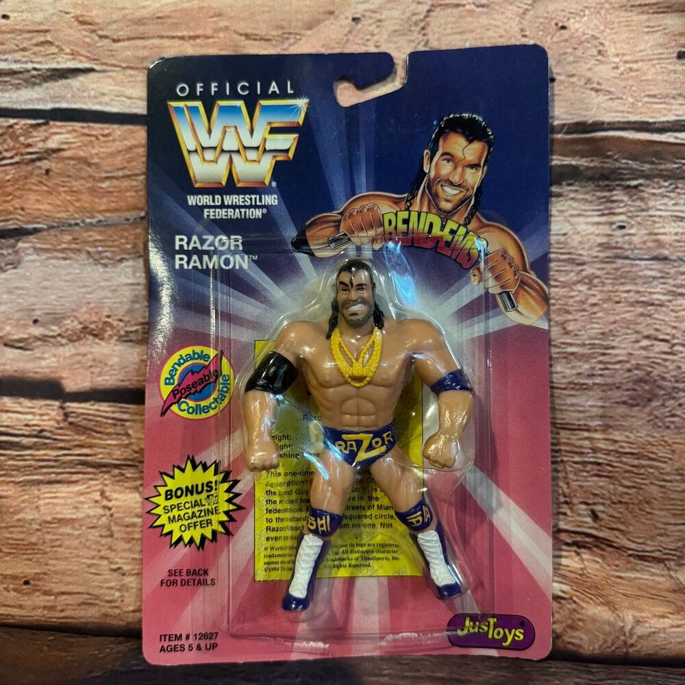 Vintage WWF Razor Ramon Bend Ems Figure Just Toys 1994 WWE Series 1 Wrestler MOC